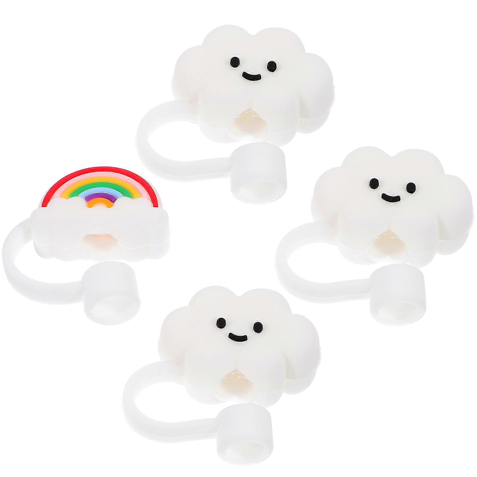 Reusable Straw Cover Silicone Straw Caps Protective Cloud Shape For Daily Use 4Pcs