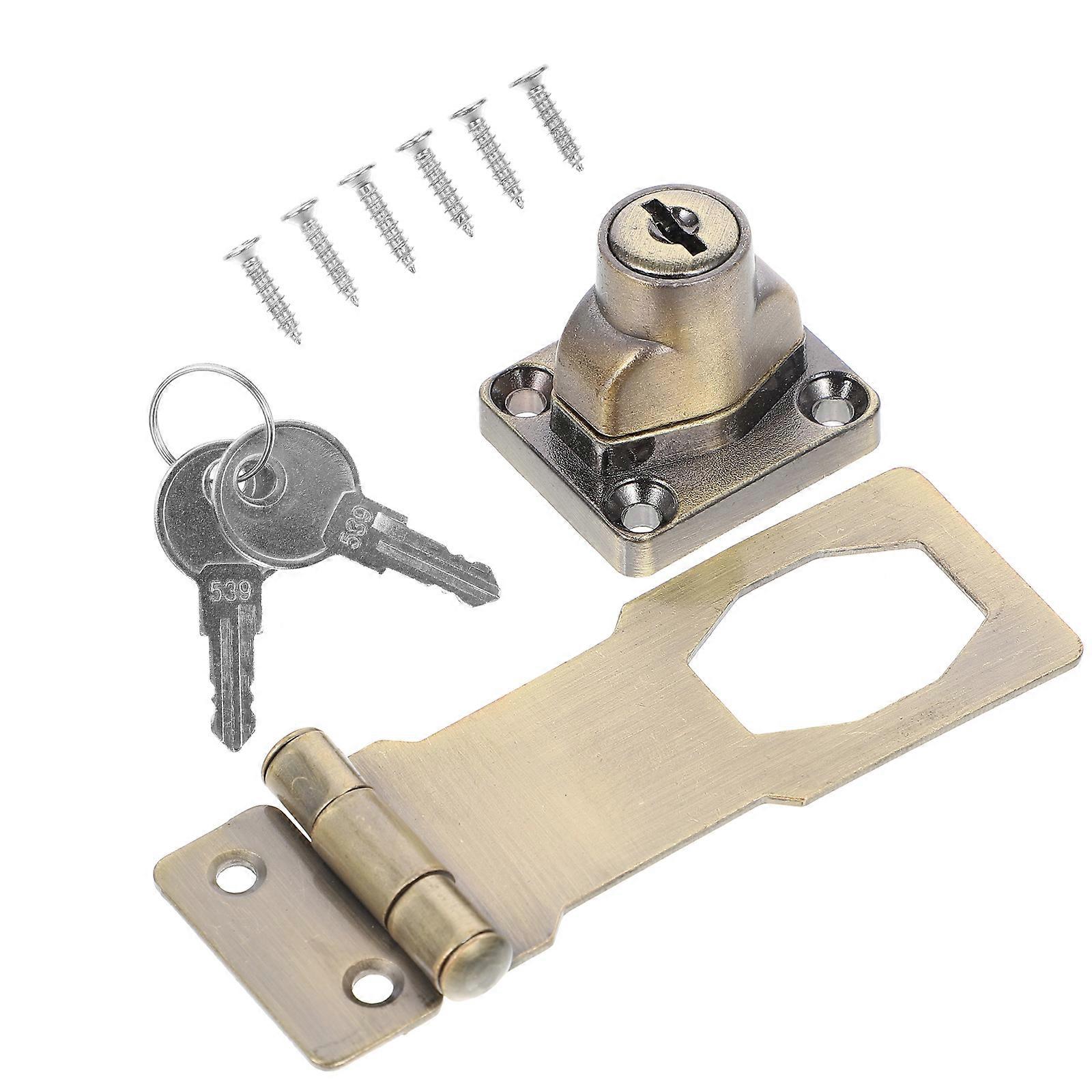 Desk Cabinet Lock Key Latch Lock Anti Theft Hasp Lock Heavy Duty Iron Rectangular Home 1 Set