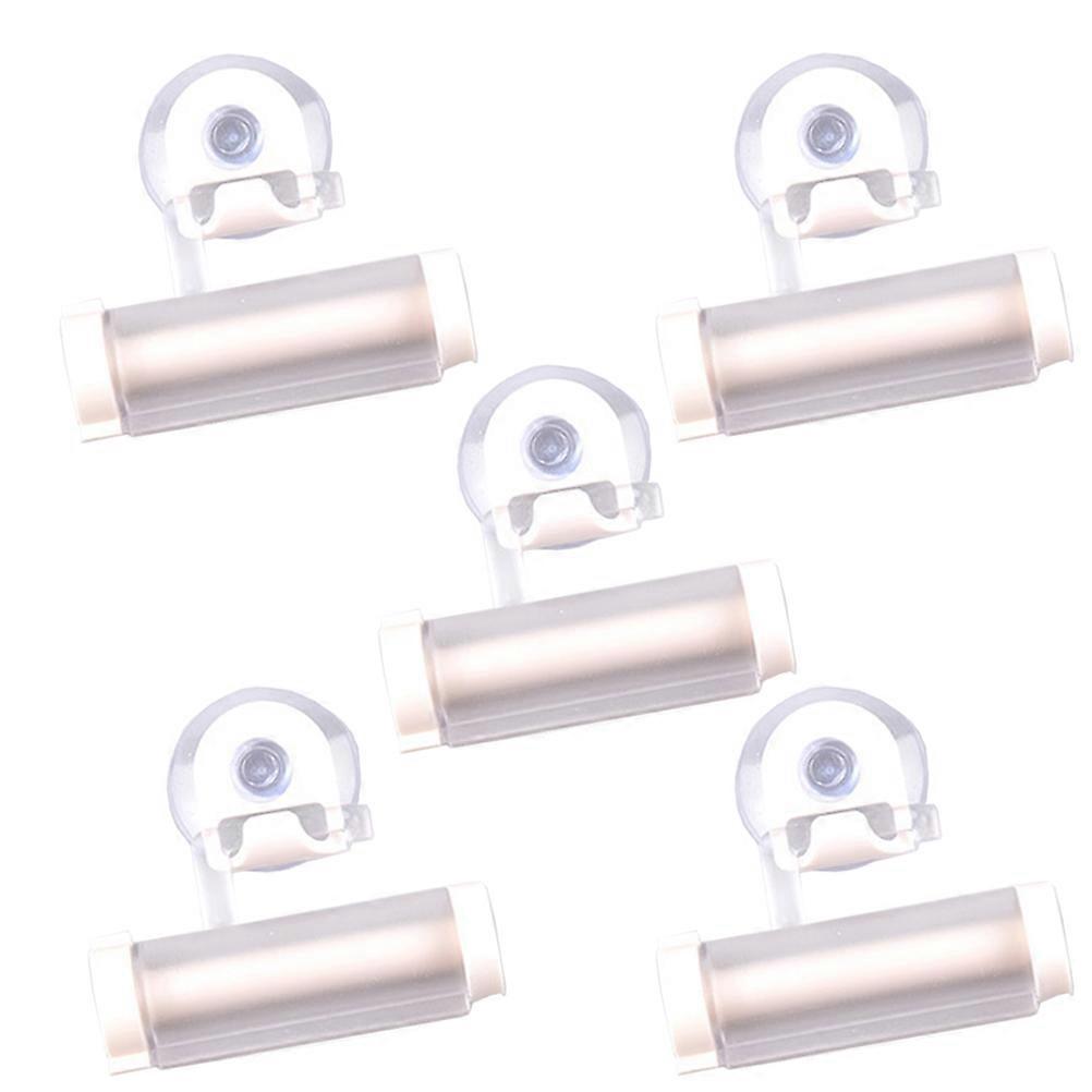 5Pcs White Plastic Toothpaste Extruder for Squeezing with Suction Cup Hanging Design and Multi