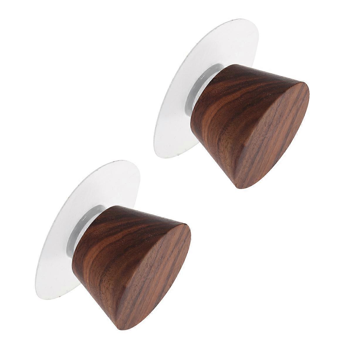 Minimalist Hooks For Wall Wood Creative Strong Hanging Jacket Scarf Wallet Belt Backpack Robes Towels Clothing Jewelry 2Pack Black Walnut