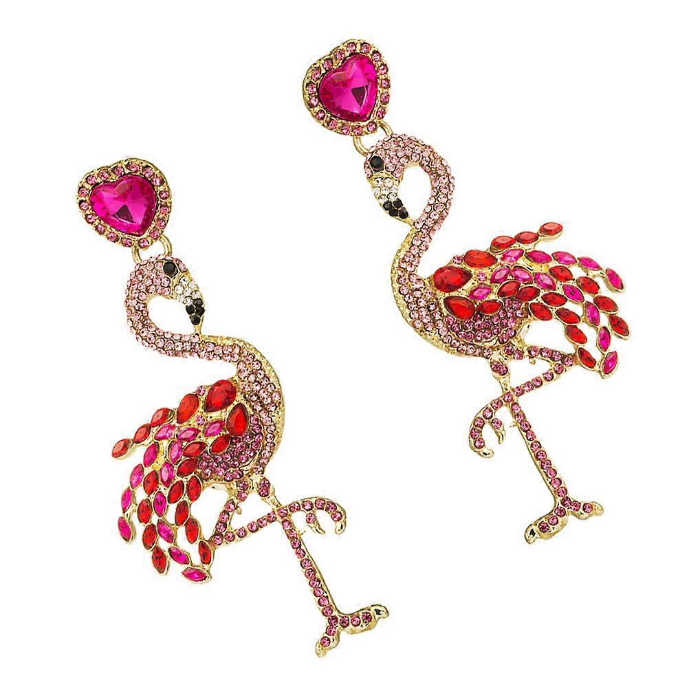Here's a polished and professional product description based on your input:
**Flamingo Shaped Long Dangle Earrings with Rhinestones – Stylish