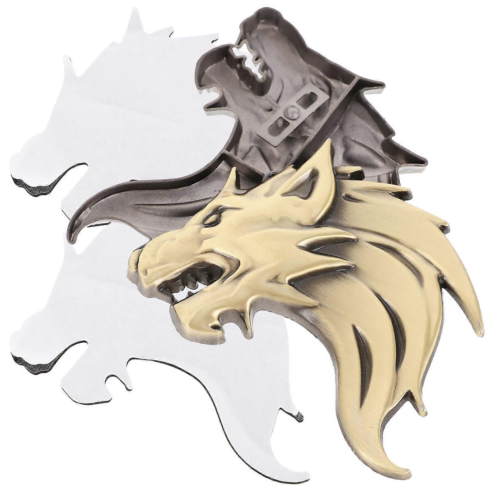 Wolf Head Car Sticker Decorative 3D Metal Car Decal Stylish and Dynamic Car Owners 7 x 6 x 1 cm Waterproof 2Pcs