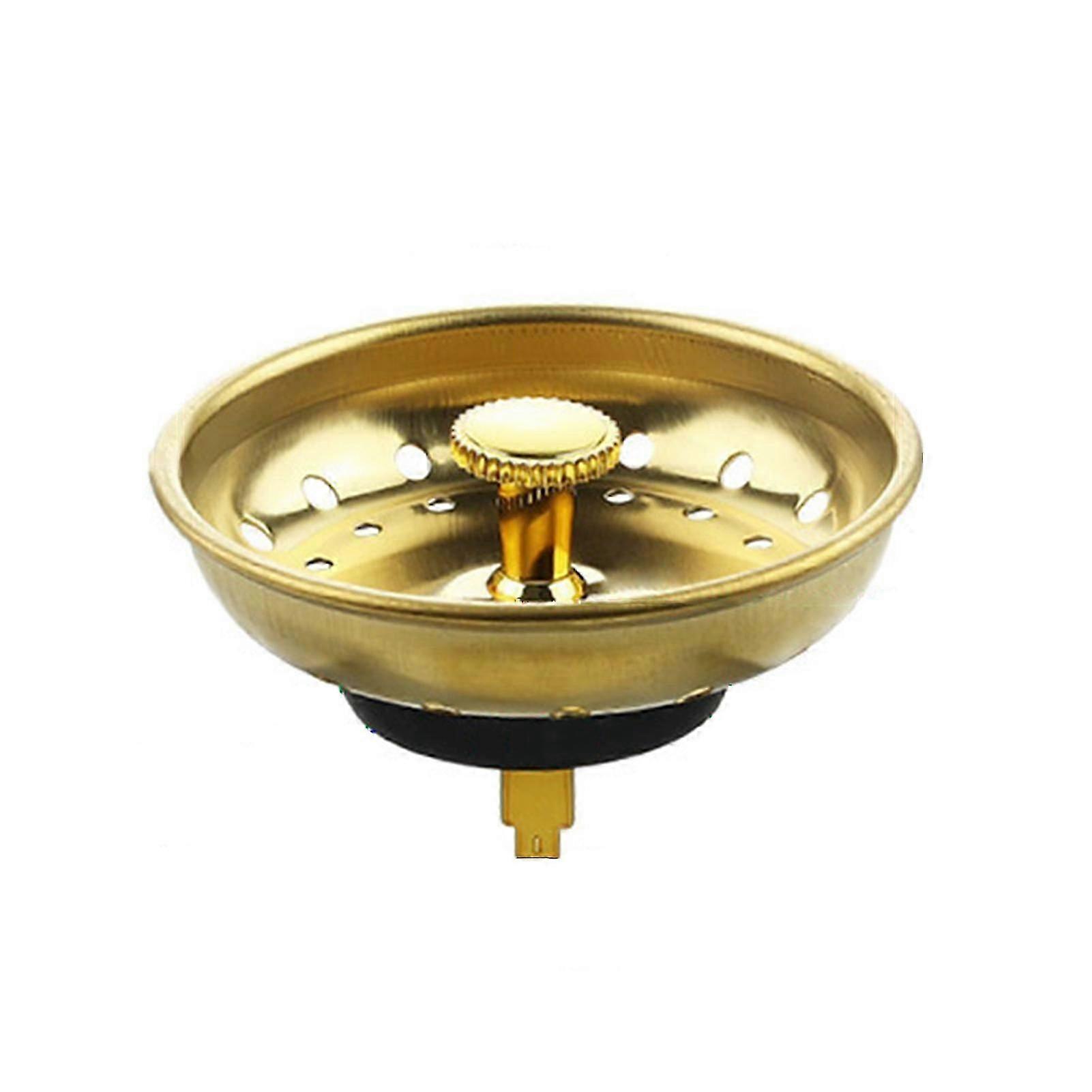 Gold Universal Stainless Steel Sink Drain Strainer - Push Plug, Anti-Clog