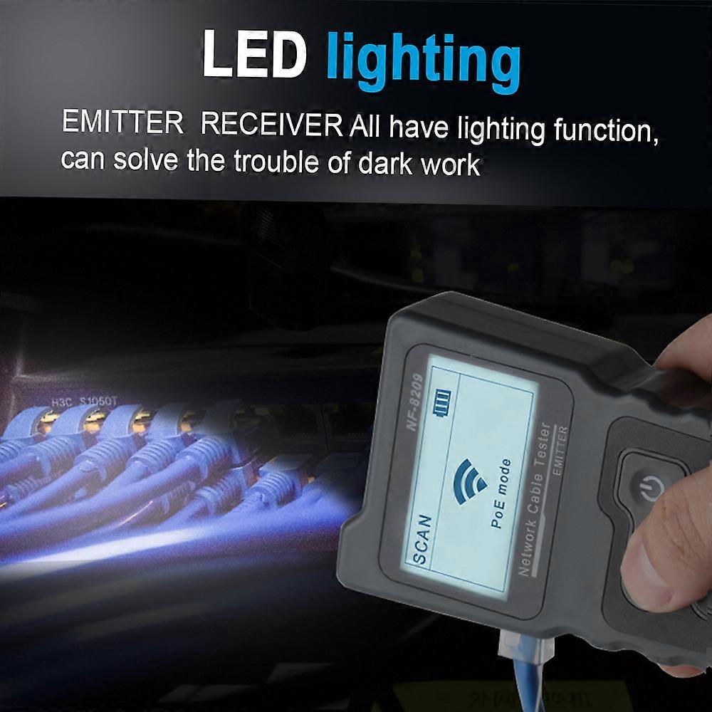 Multi-Functional LCD Network Cable Tester Wire Tracker PoE Voltage Current Tester with Illuminate Function and Inline Cable Testing