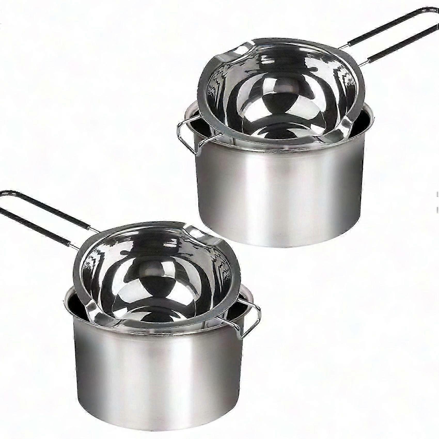 2er-Pack Edelstahl-Doppelkessel mit hitzebeständigem Griff zum Kochen und Schmelzen