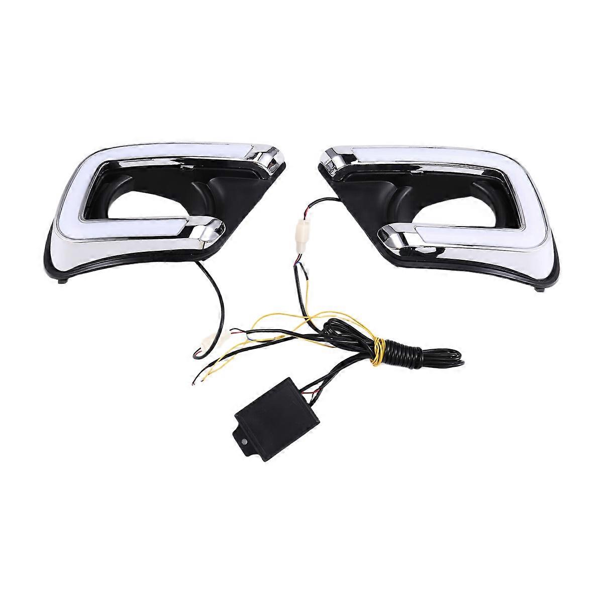 1 Pair LED Car Daytime Running Light Fog Lamp Hole Turn for 