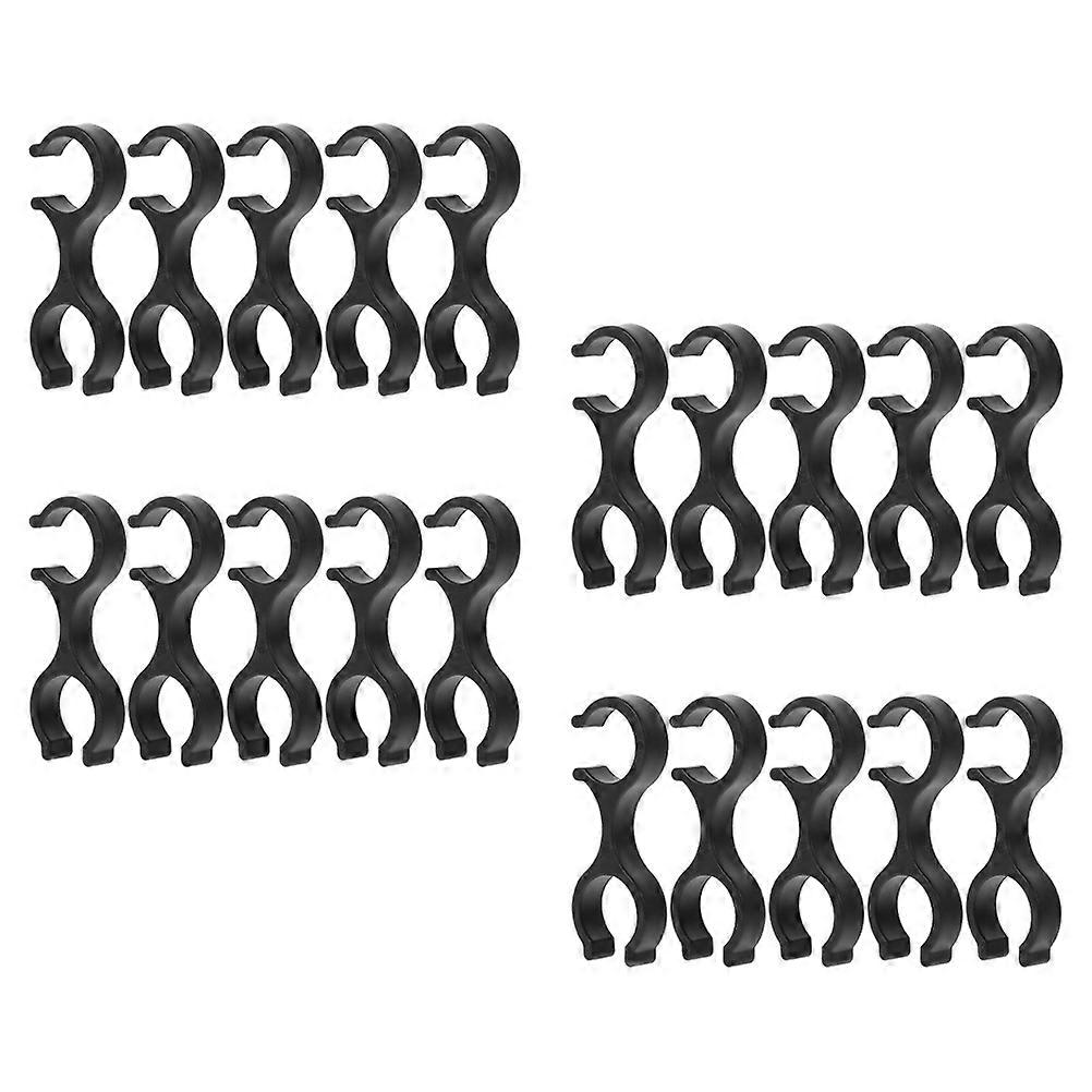 Portable Trekking Pole Clip for Walking Stick Black Plastic Clips with Connecting Buckles 20 Pieces