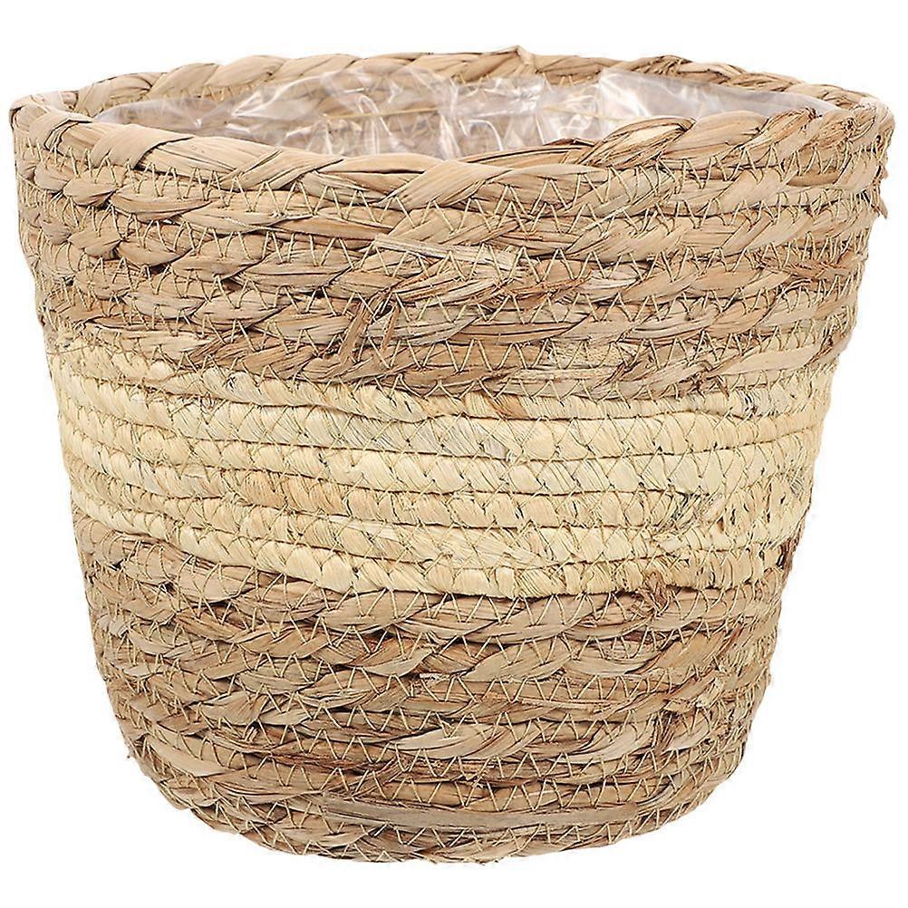 Decorative Straw Woven Flower Basket Light Brown for Versatile Storage Use