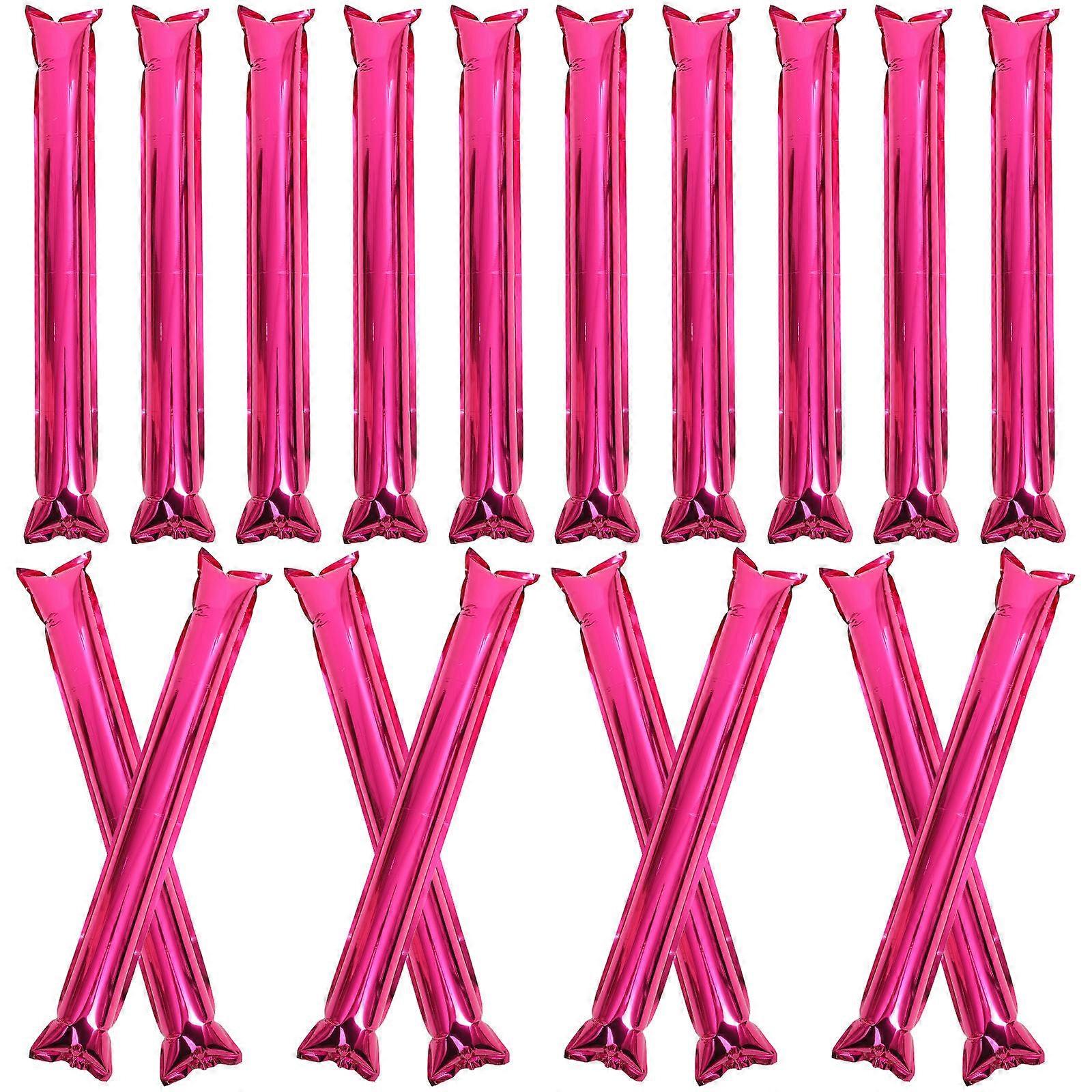 Pink Inflatable Noisemaker Sticks for Sporting Events Party Decor Aluminum Foil 24pcs