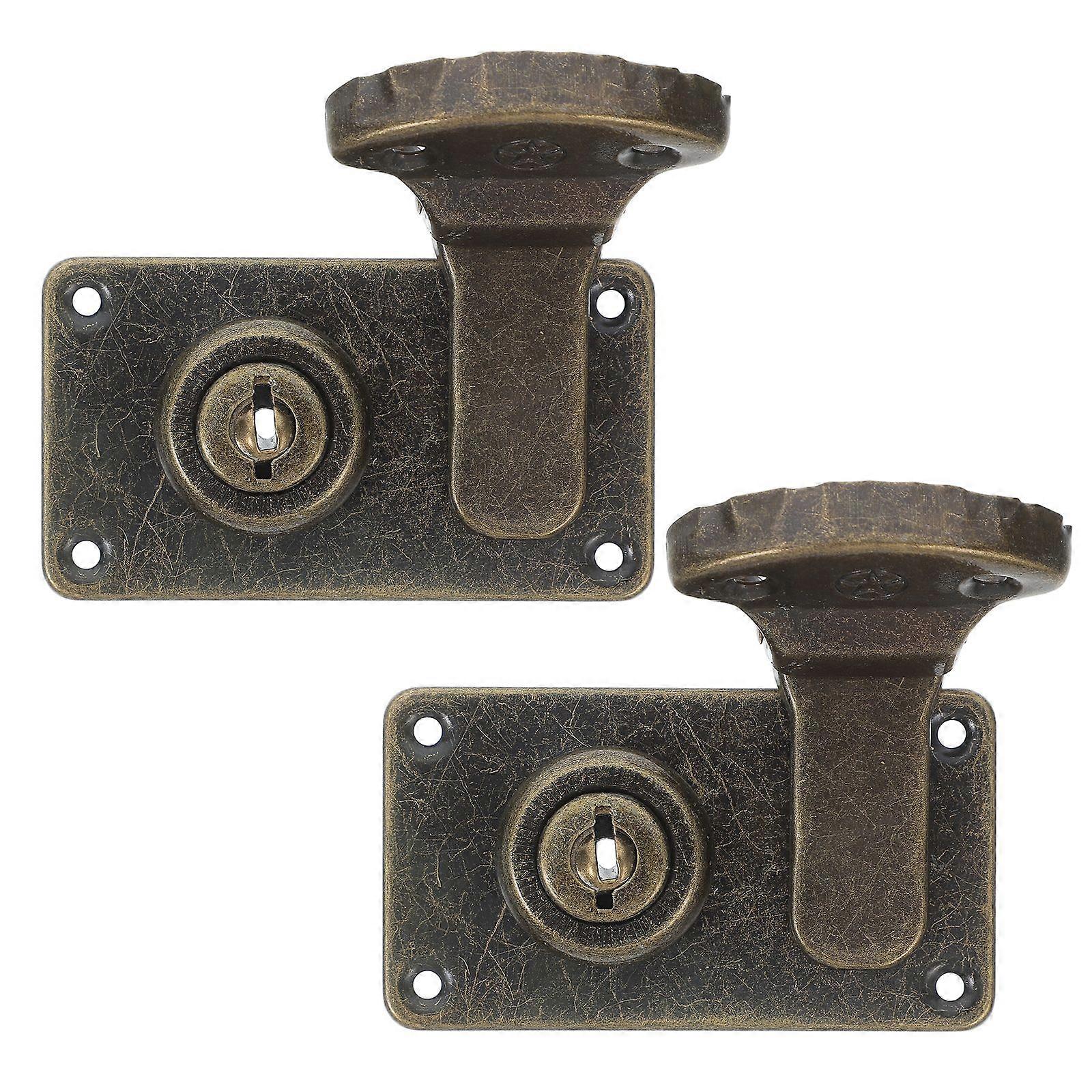 2Pcs Suitcase Lock Hasps Modern Latch Iron Bronze Decorative Toggle Catch Lock For Suitcase Boxes Case Luggage Briefcase Bronze