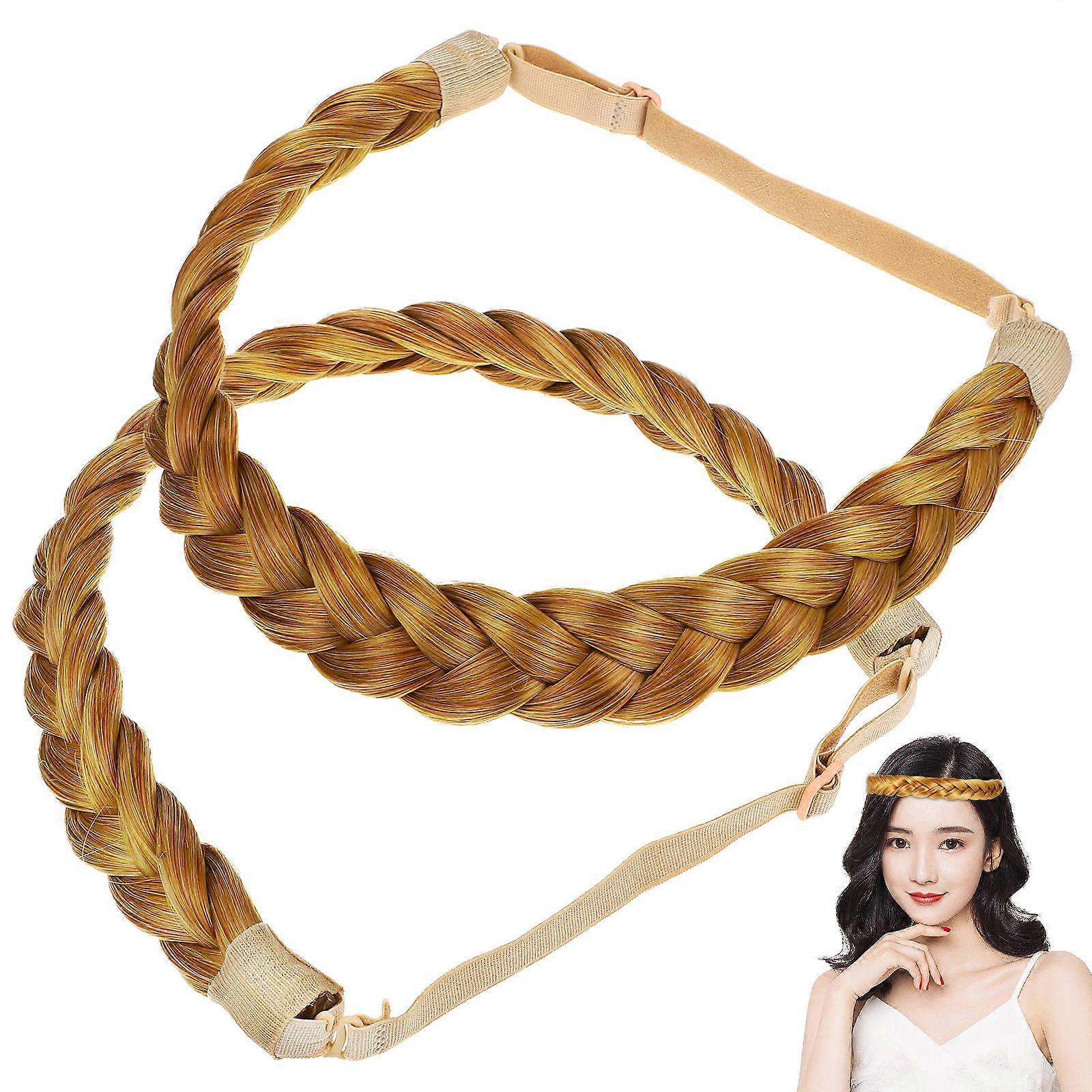 2Pcs Elastic Hairpiece Braid Shape Headband Classic for Workout Multicolor Adjustable Comfort