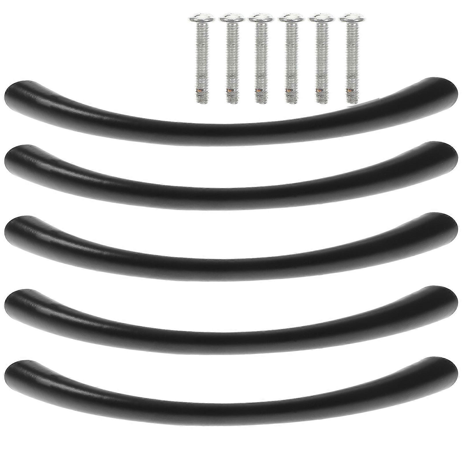 Black Cabinet Pulls Arc Shape Zinc Alloy Handles for Home Use 10 Pieces