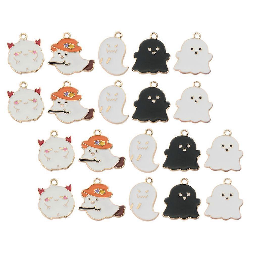 Alloy Halloween Charms 50Pcs Adorable Ghost Shape DIY Accessory Suitable For Halloween Parties Assorted Color For Jewelry Making