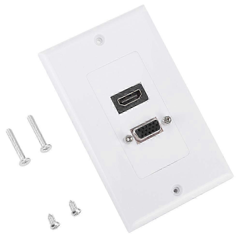 Elbow HDMI & VGA Wall Plate Panel - Audio Video Connection Socket for Office Building, US Standard Interface