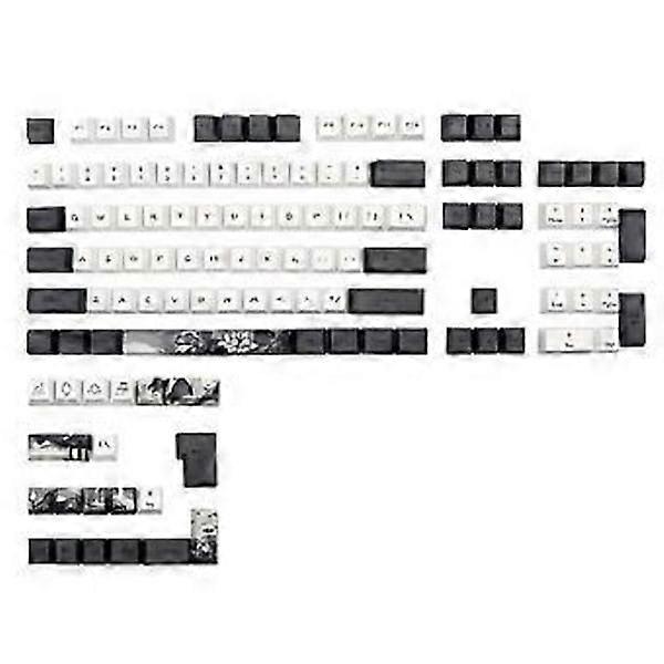 Ink Lotus Mechanical Keyboard Keycaps 124PCS OEM Profile Dye Sub for Keycap for Cherry MX dz60 Anne Pro2 gk61