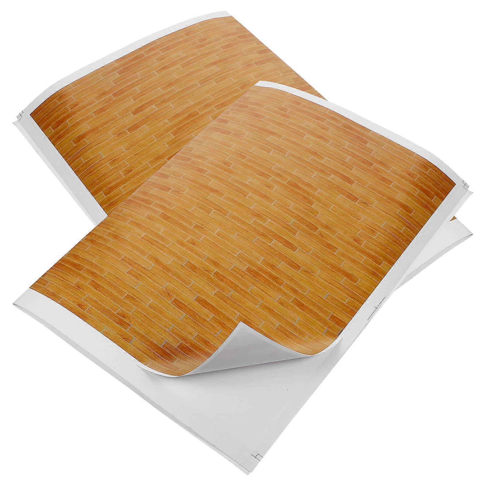 Light Brown Doll House Floor Paper Stickers MultiPurpose Miniature Flooring for Decoration 2pcs