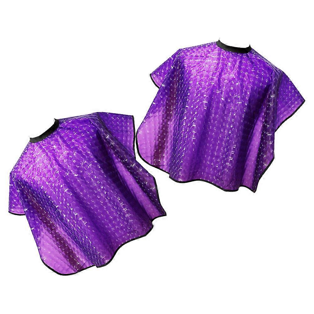 Purple Waterproof Hair Coloring Cape for Salon Use Cloth and PVC Material Easy to Replace 2pcs