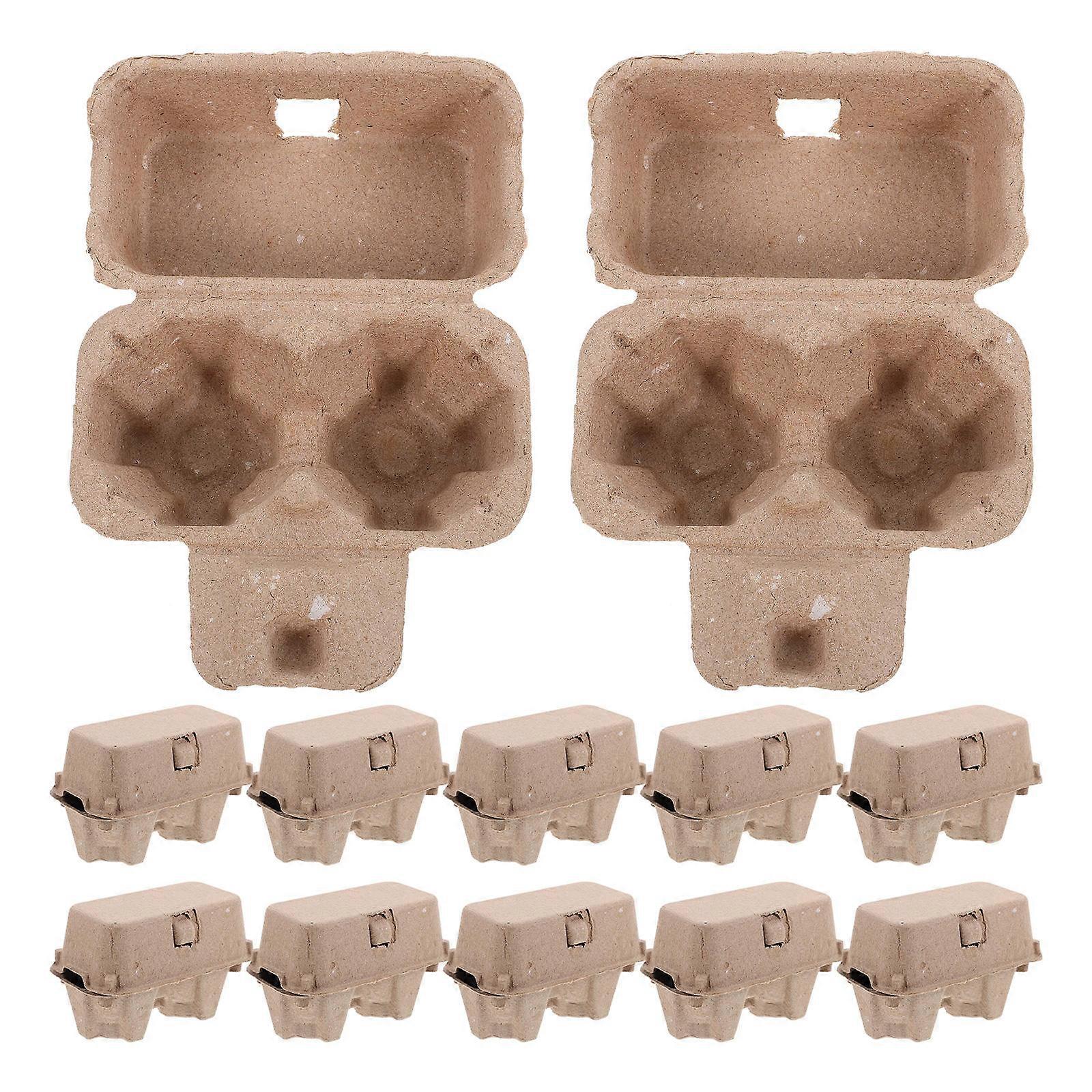 Egg Storage 12Pcs Pulp Egg Cartons For Eggs Home Use Light Brown Rectangular Design