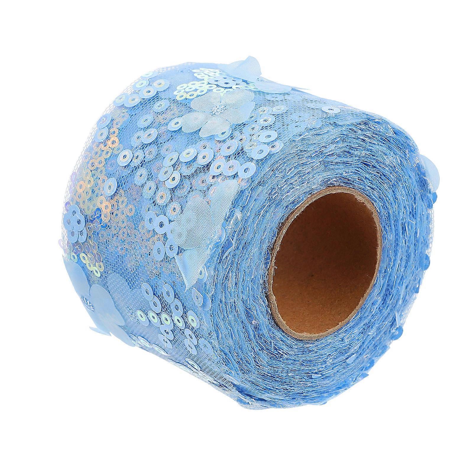 Flower Pattern Ribbon 1Pack Women's DIY Projects 6Cm*10 Yards Blue Accessory