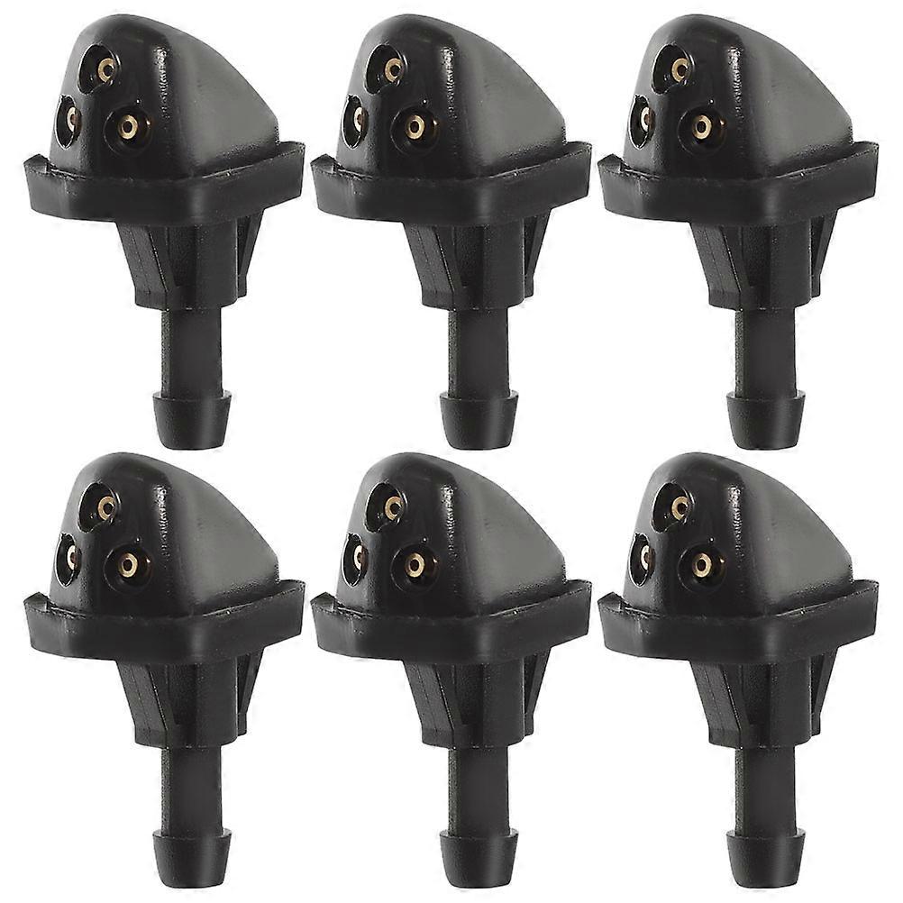 Black Car Windshield Wiper Nozzles 6Pcs Driving Conditions Practical Use For Car Owners Quick Spraying Function