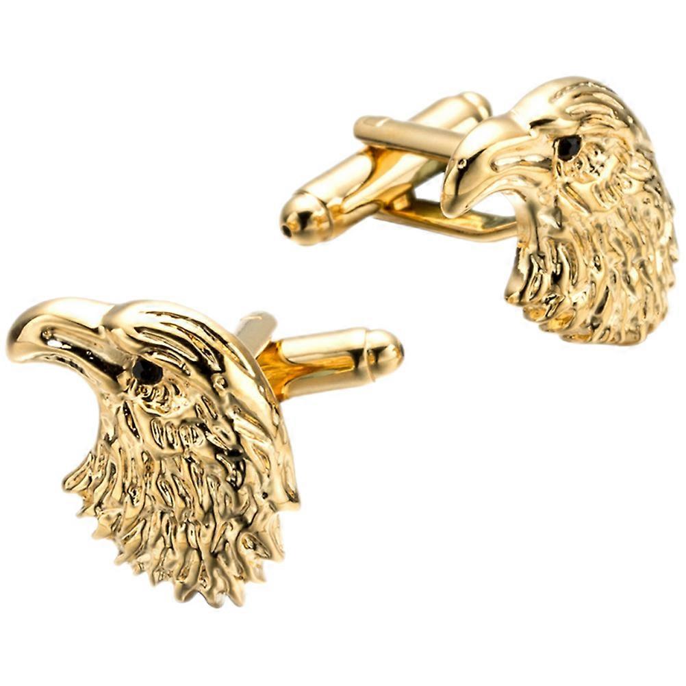 Eagle Head Cuff Links for Men with Golden Copper Material Ideal for Formal Wear and Gifts