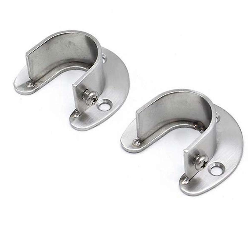 Sturdy Stainless Steel Closet Pole Socket for Secure Installation and Home Use 2 Pack Silver