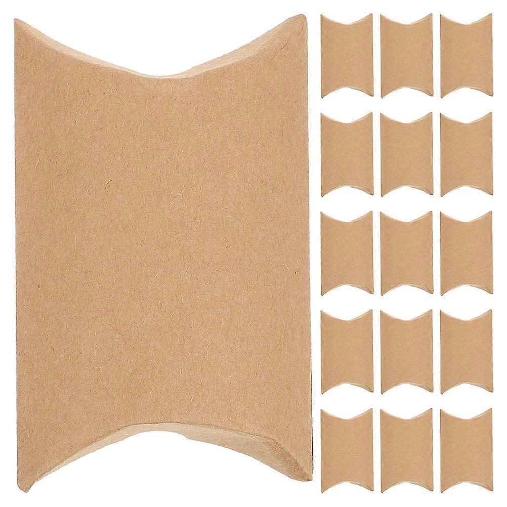 50pcs Kraft Paper Pillow Boxes for Candy, Chocolates & Handicrafts Storage – Decorative Goodie Boxes for Weddings, Parties, Festivals