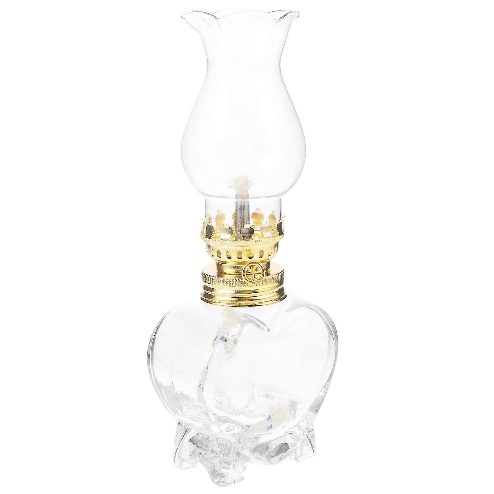 Kerosene Lantern Vintage Glass Oil Lamp Decorative Lighting for Indoor and Outdoor Use Transparent 1Pack