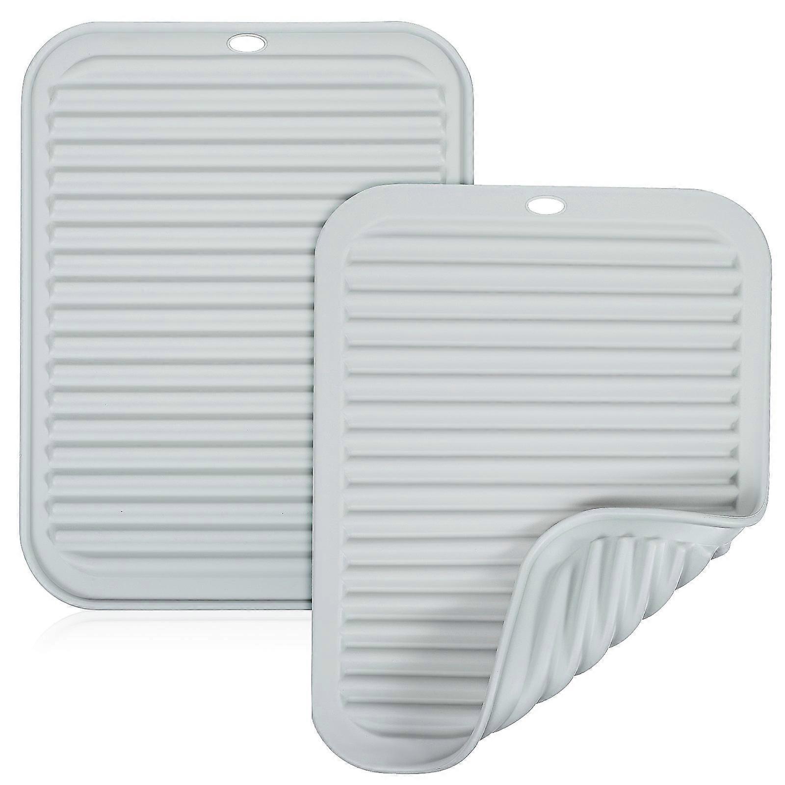 2 Pcs Heat-resistant Silicone Placemats for Table Use Dark Grey Soft Foldable Kitchen Accessories