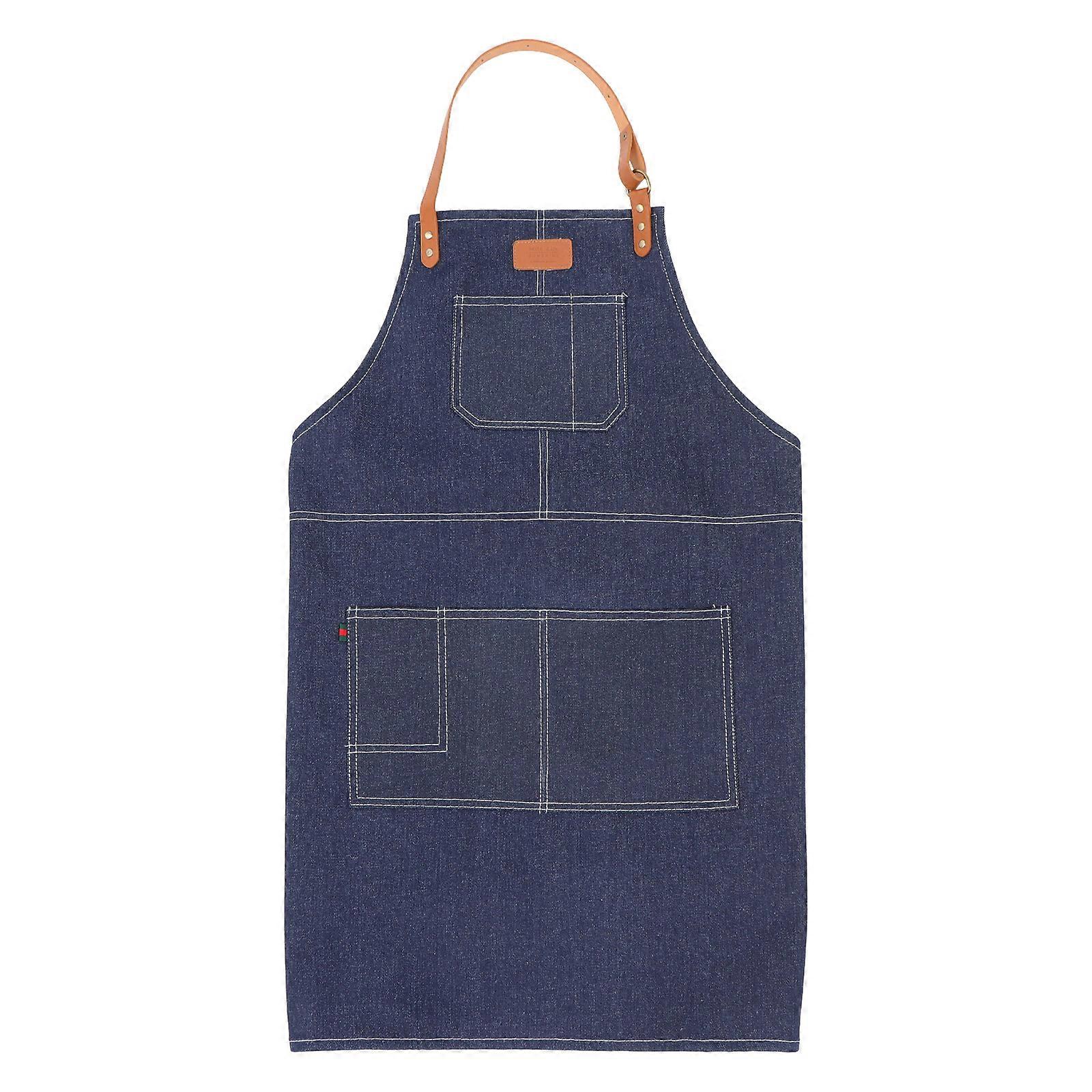 Oil-Proof Denim Apron Blue for Home Use with Easy on Off Feature