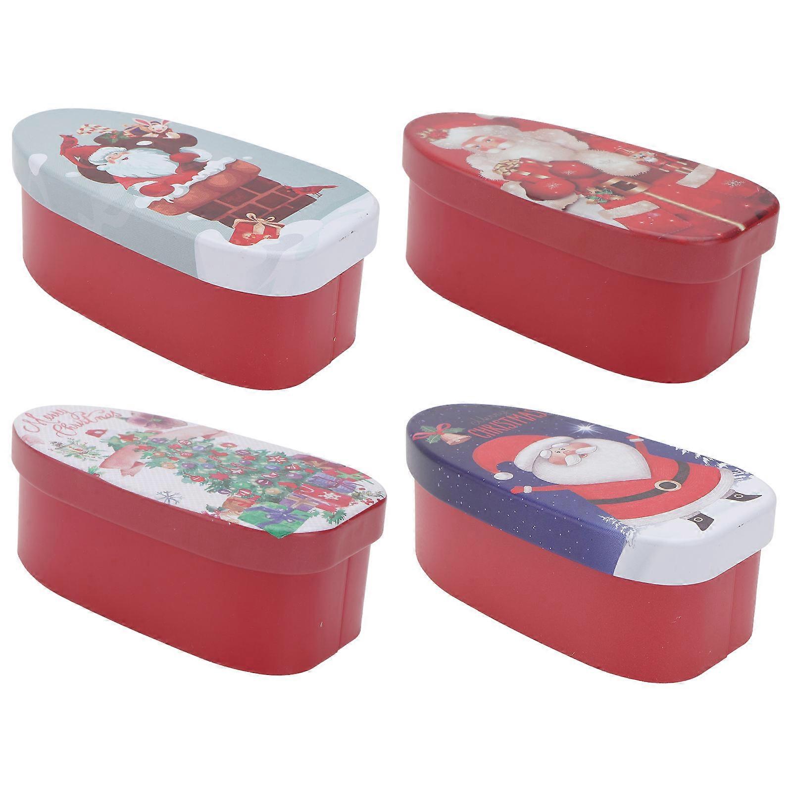 Medium Size Rectangular Christmas Themed Candy Boxes Ideal For Storing Small Gifts Or Party Favors 4Set