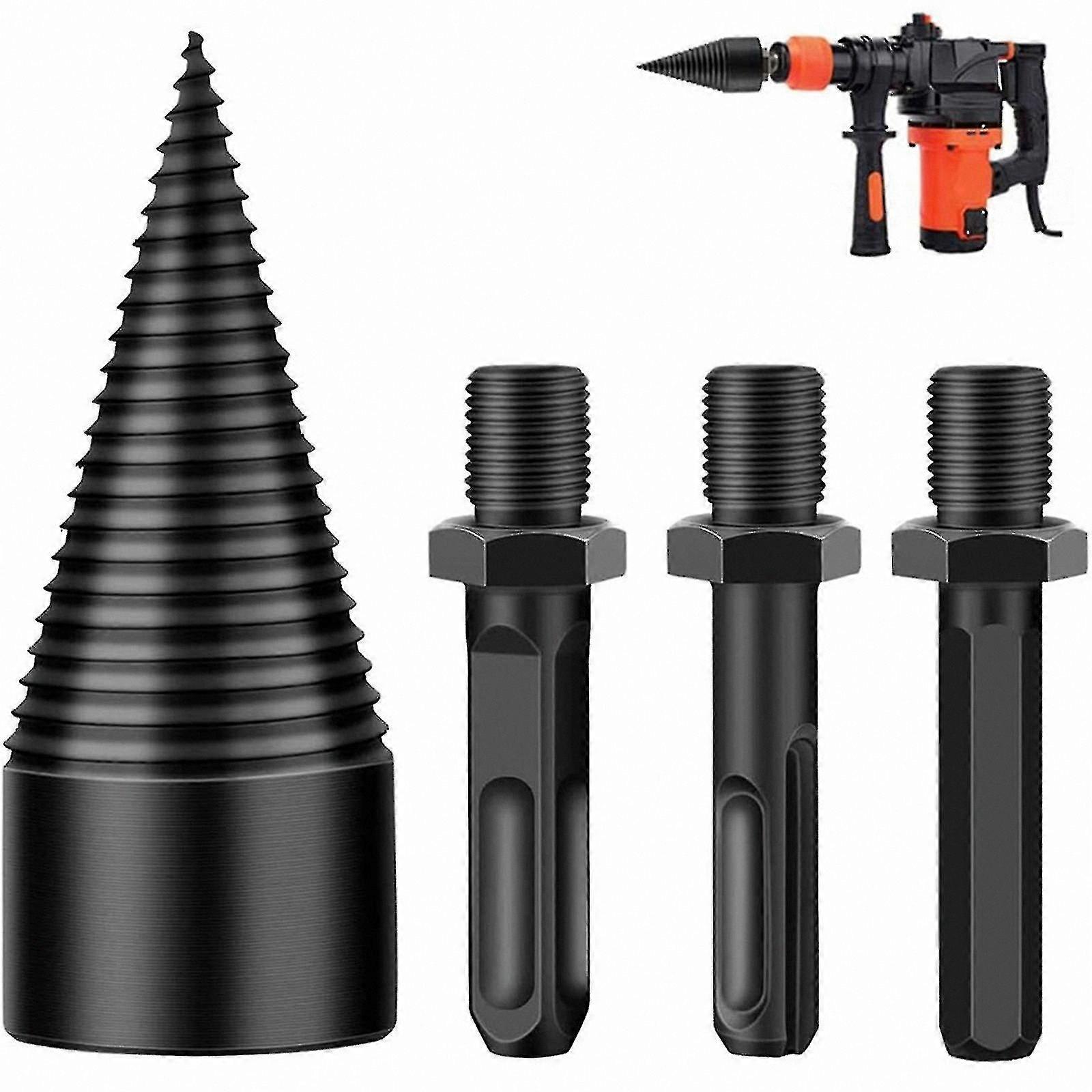 3-Piece Detachable Log Splitter Drill Bits for Firewood Processing