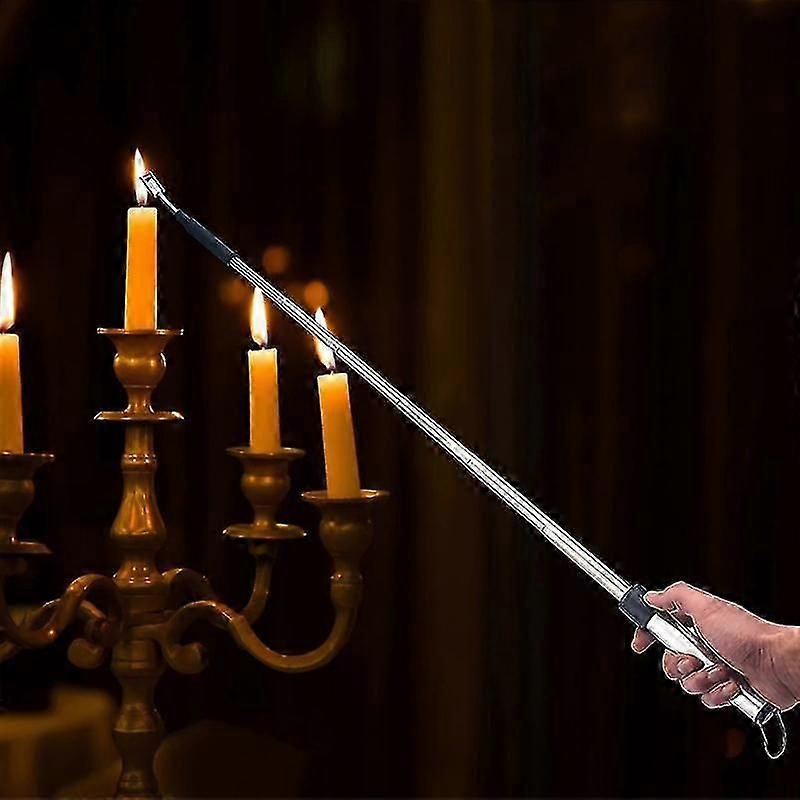 70cm Bbq Kerze USB Feuerzeug Länge Einstellbare wiederaufladbare Küche Winddichte Zigarettenanzünder Plasma Pulse Power Arc (silber)