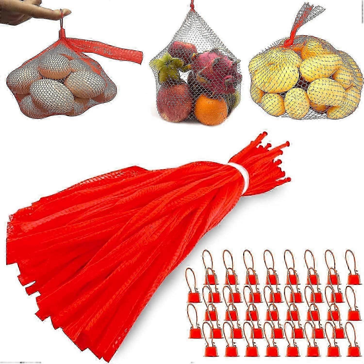 100Pcs Mesh Produce Bags Wiederverwendbare Mesh Taschen Einkaufsnetz Taschen Egg Net40CM