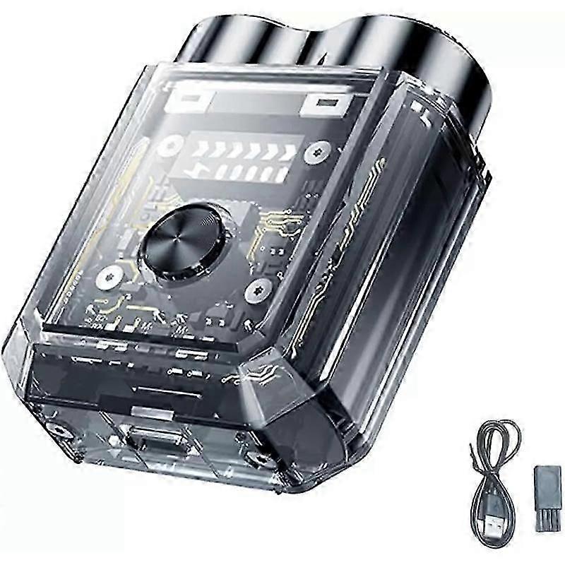 Mini Barbeador Elétrico Magnético de Corpo Transparente de Cabeça Dupla