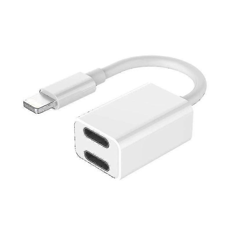 Adapter And Splitter, 2-in-1 Dual Lightning Headphone Jack Auxiliary Audio And Charging Adapter Dongle (1 Piece - White)