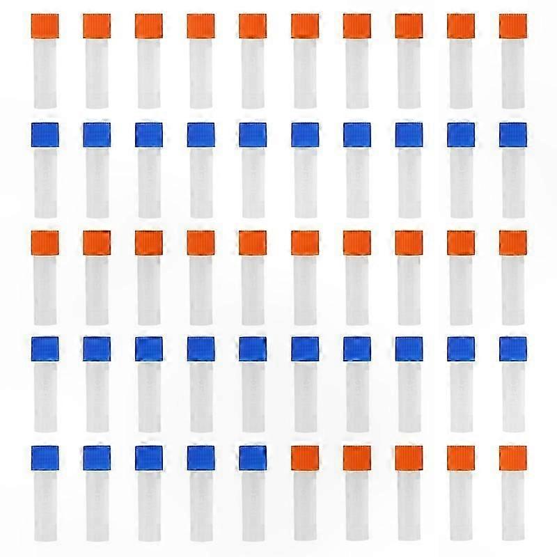 50 Pack 1.8ml Graduated Plastic Cryovial Tubes with Sealed Caps for Sample Storage