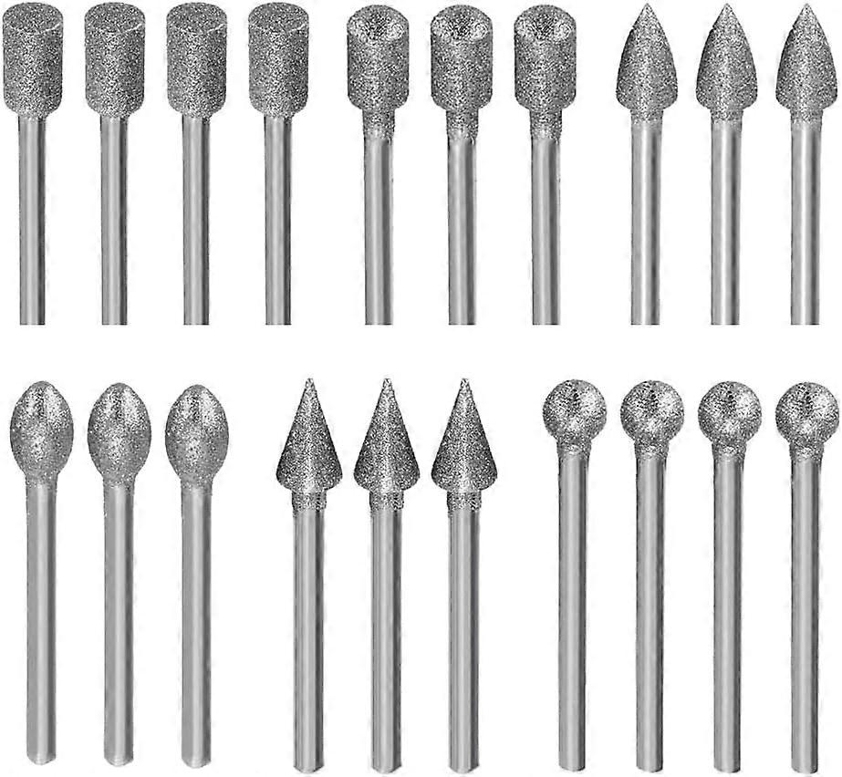 20Pcs Diamond Burr Set Drill Bits for Dremel Rotary Tool, Grinding Accessories for Precision Work