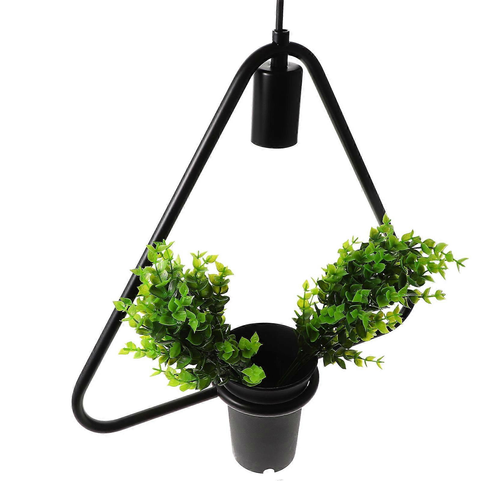 Black Iron Hanging Flower Pot Triangle for Dining Area Vintage Plant Chandelier Decorative Lighting 1 Set