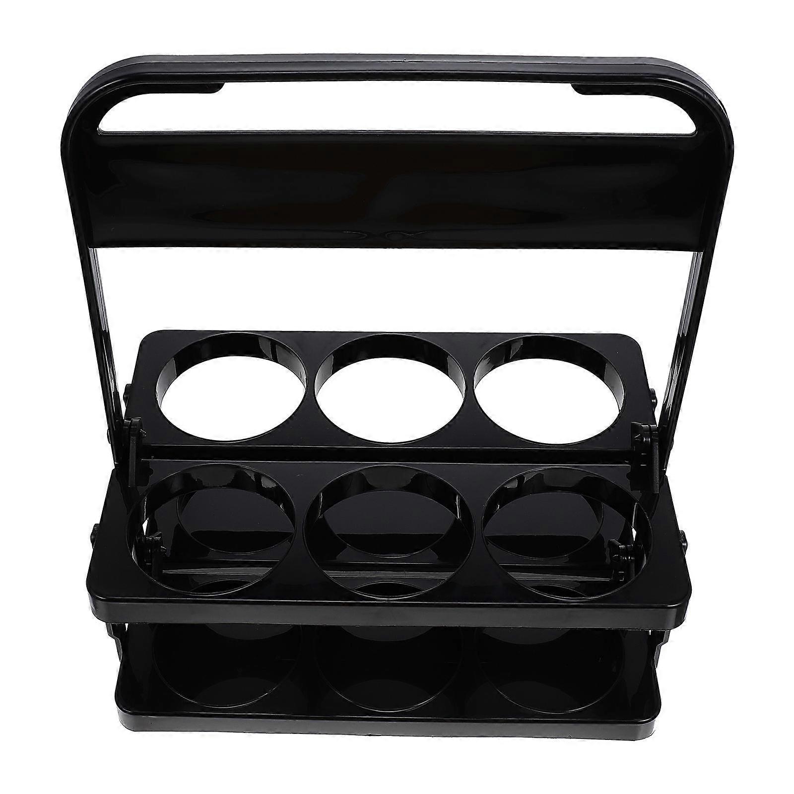Portable Folding Beer Holder Basket Black Organizer for Bar Supplies, Convenient Drinks Carrier with Stable Placement, Material