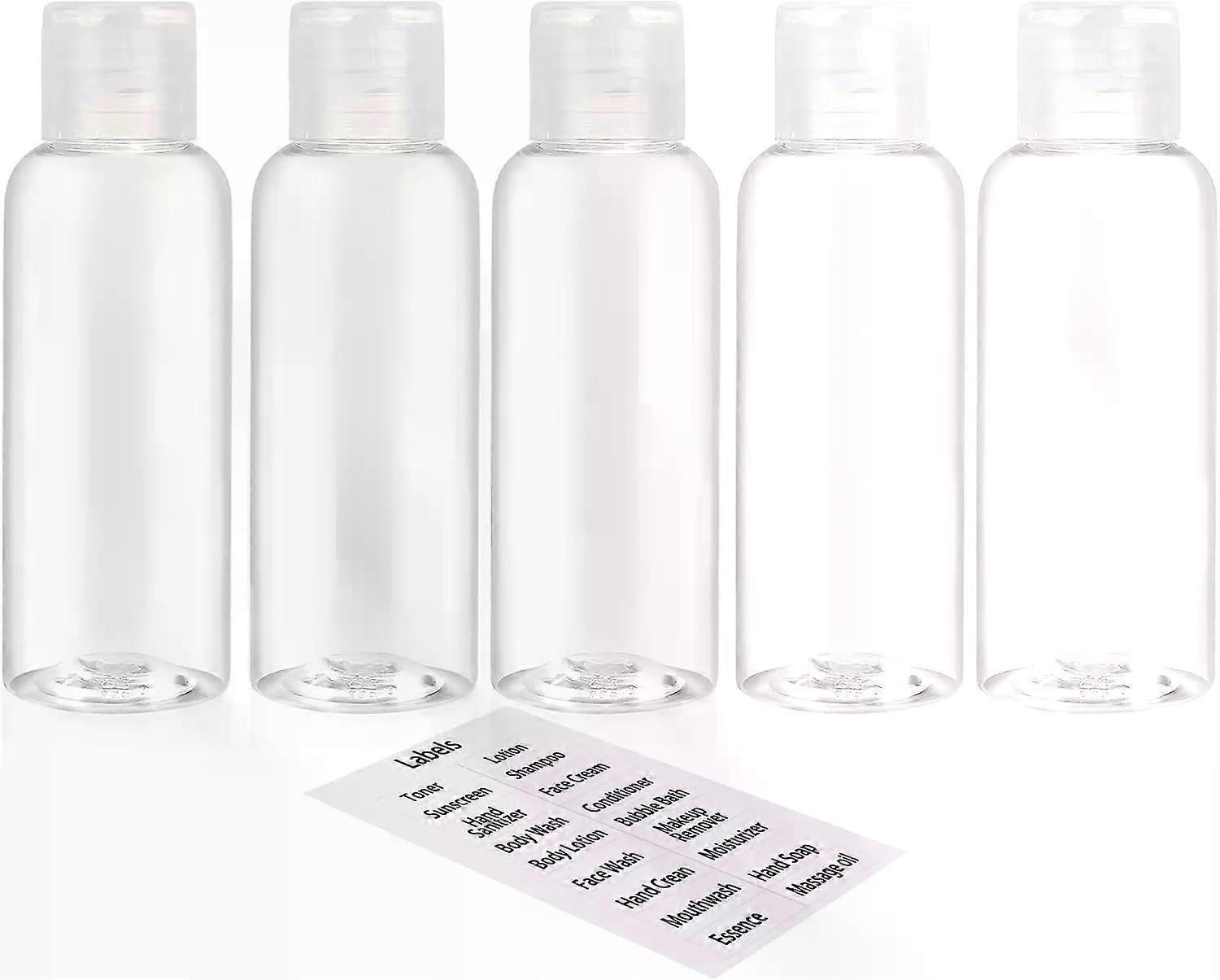 Empty Plastic Travel Bottles, 5 Pack 3.4Oz for Toiletries TSA Approved Leak Proof