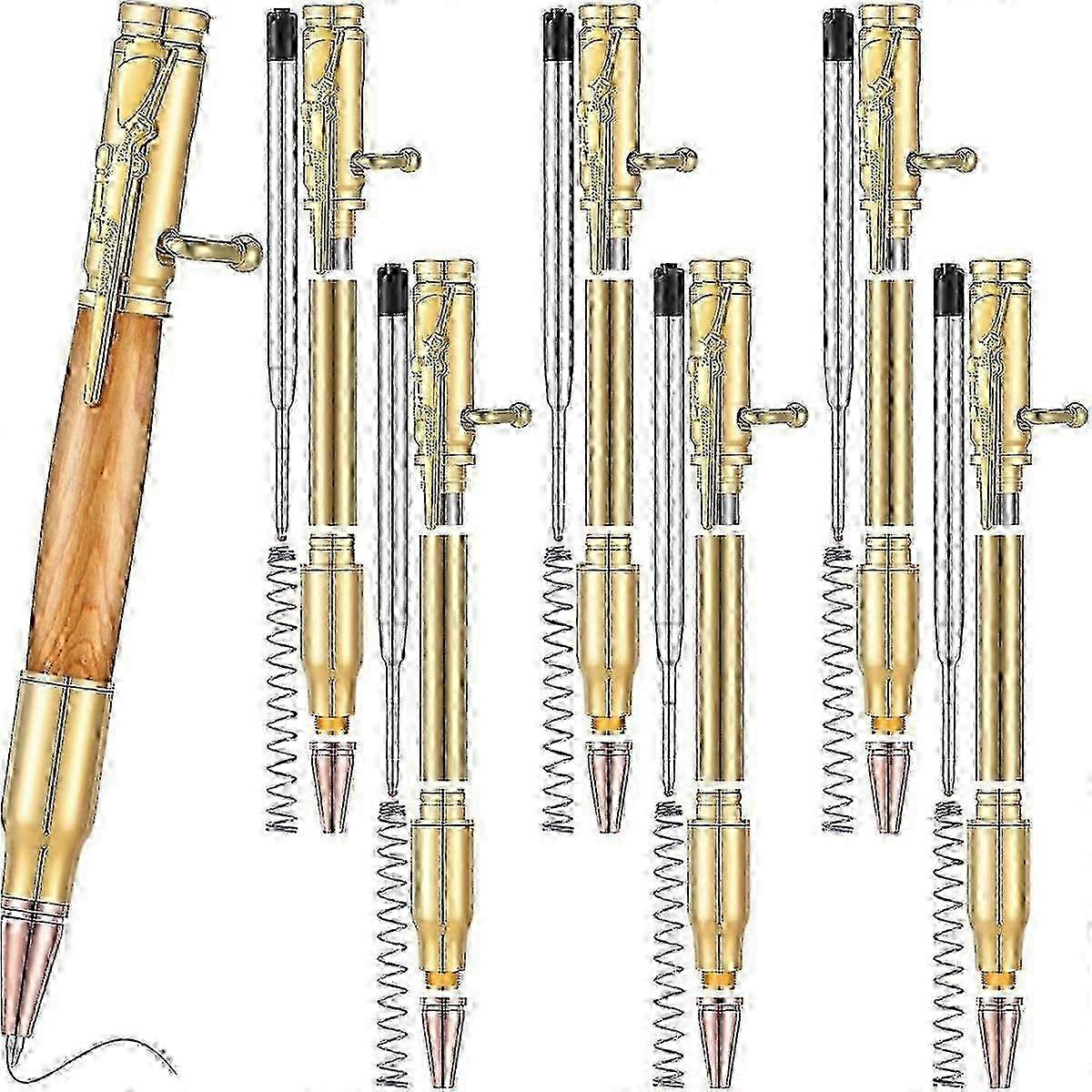 Set of 6 Slim Multi-Color Wooden Swivel Pens with Refillable Ballpoint Technology for DIY Swivel Projects
