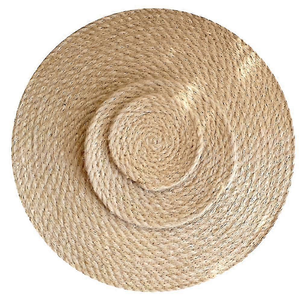 3pcs Linen Straw Woven Round Table Mats Set - Heatproof & Non-Slip Placemats for Dining Table (11cm, 18cm, 30cm)