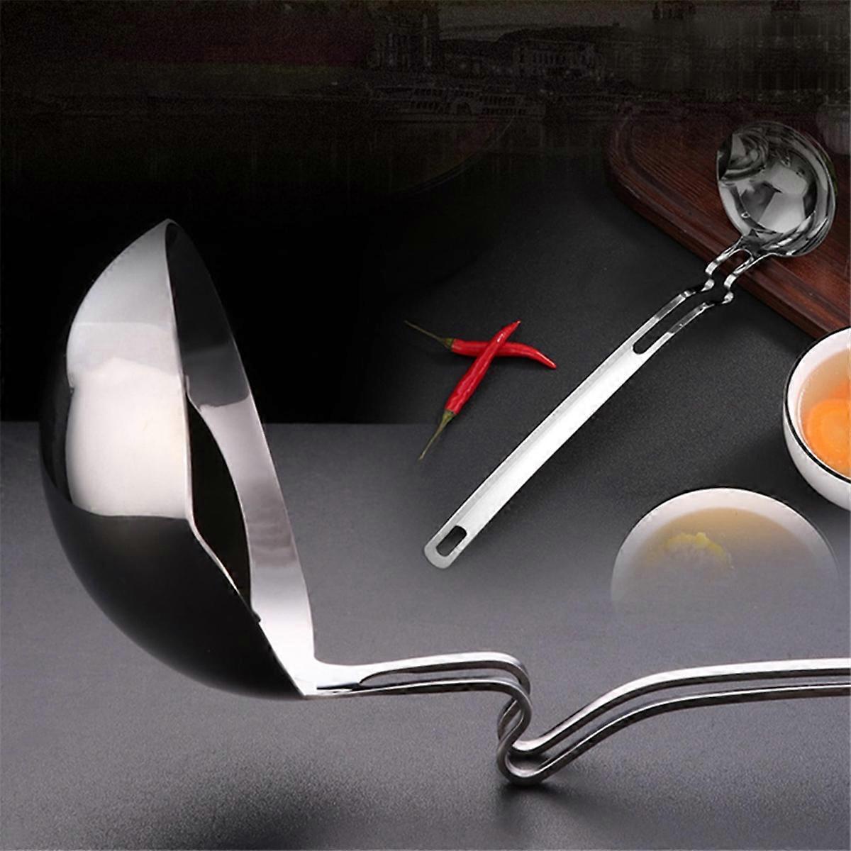 Fat Separator Ladle - Large Capacity Stainless Steel Oil Skimmer Spoon with Spout for Soup, Gravy, C