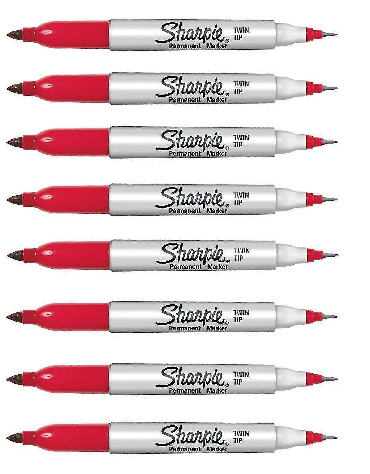 2025 32202 Twin Tip Permanent Marker, Fine and Ultra Fine Tip, Red Color, Ink, Quickdrying Fade and Water Resistant, AP Certified, Pack of 8 Ref: 6671