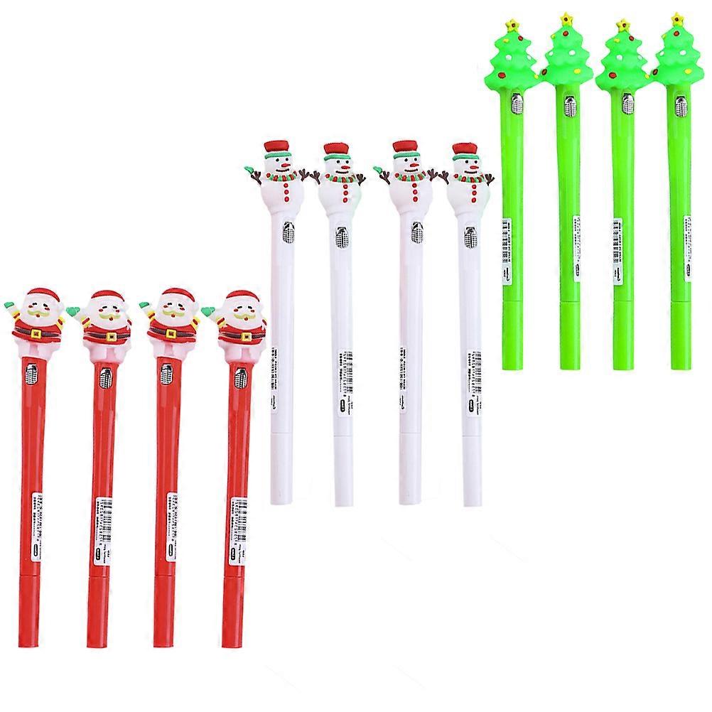 1 Set 12 Pcs Christmas Luminous Gel Pen Set In Random Color Styles Suitable For Children And Students Classic Stationery