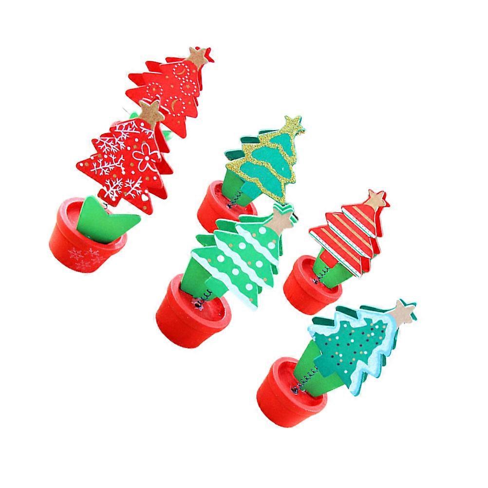 6Pcs Wooden Memo Holders Flower Pot Shape For Christmas Parties And Anniversaries In Assorted Memos And Photos Upright