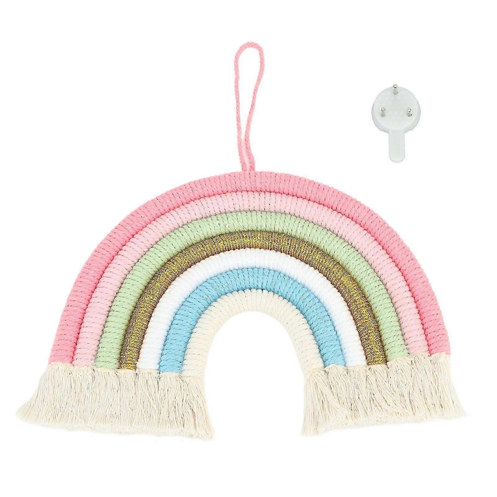 Colorful Handmade Macrame Rainbow Wall Hanging with Tassels