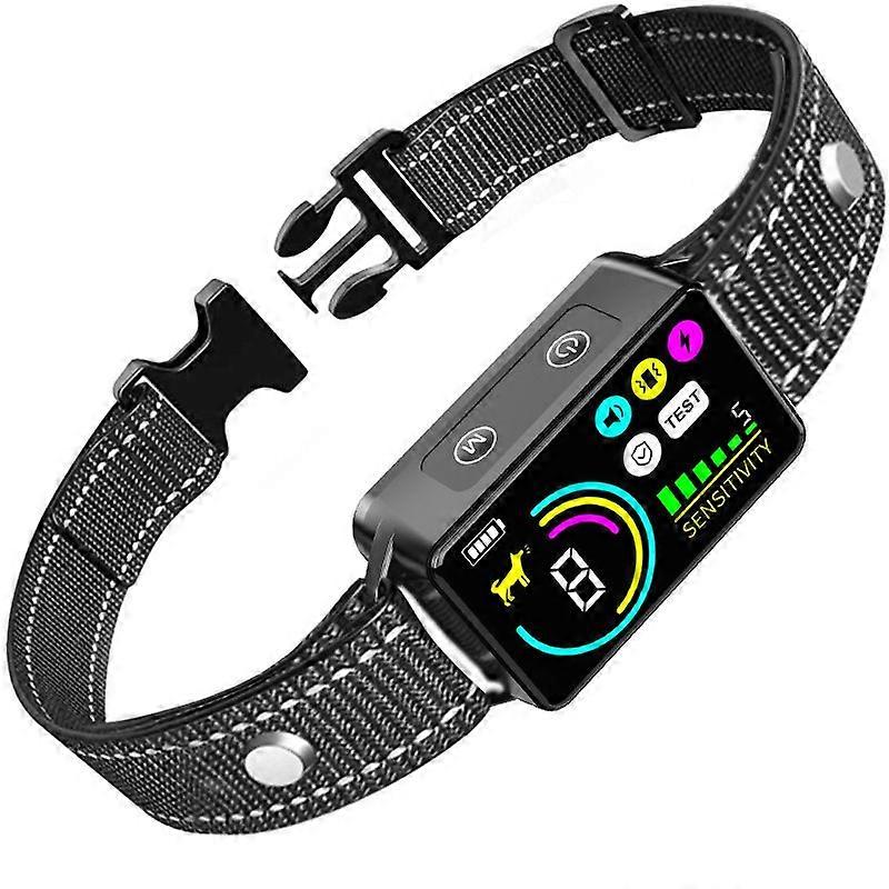 Dog Bark Collar for Large/Medium/Small DogsRechargeable Smart AI Anti-Barking Training Collar with 5 Adjustable Sensitivity, Beep & Vibration ModesSol