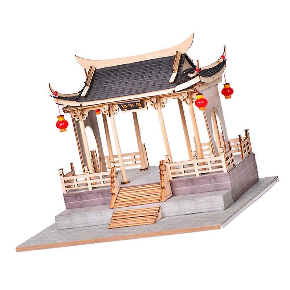 Ancient Architecture Model Chinese Style Bridge Assembled Toy 1Set for Decor